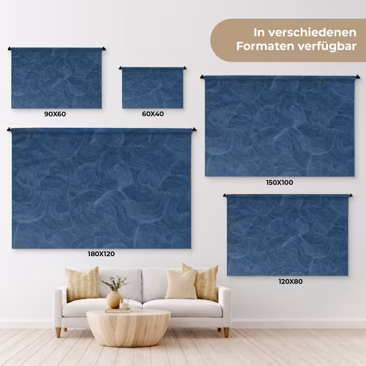 Golven - Textuur - Patroon - Blauw Wandkleed katoen klein 269 -tsfeer8_DE