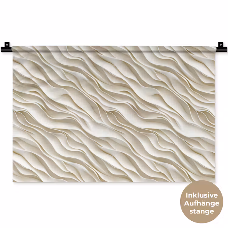 Golven - Wit - Minimalistisch Wandkleed katoen klein 269 -t3d_DE
