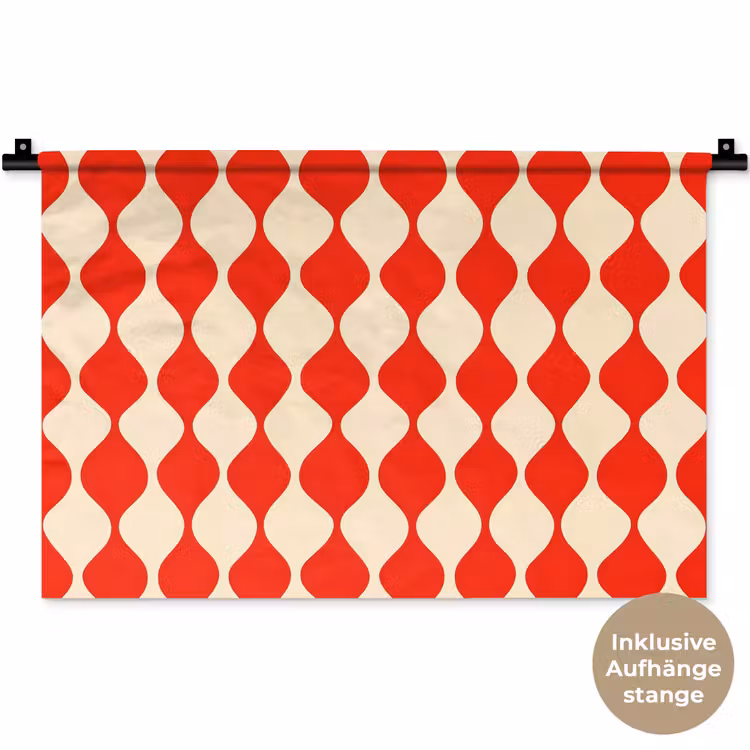 Golvend patroon - Retro - Rood - Beige Wandkleed katoen klein 269 -t3d_DE