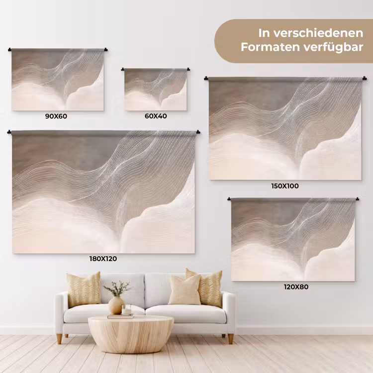 Golvende lijnen - Luchtstromen - Harmonieus Wandkleed katoen klein -tsfeer8_DE