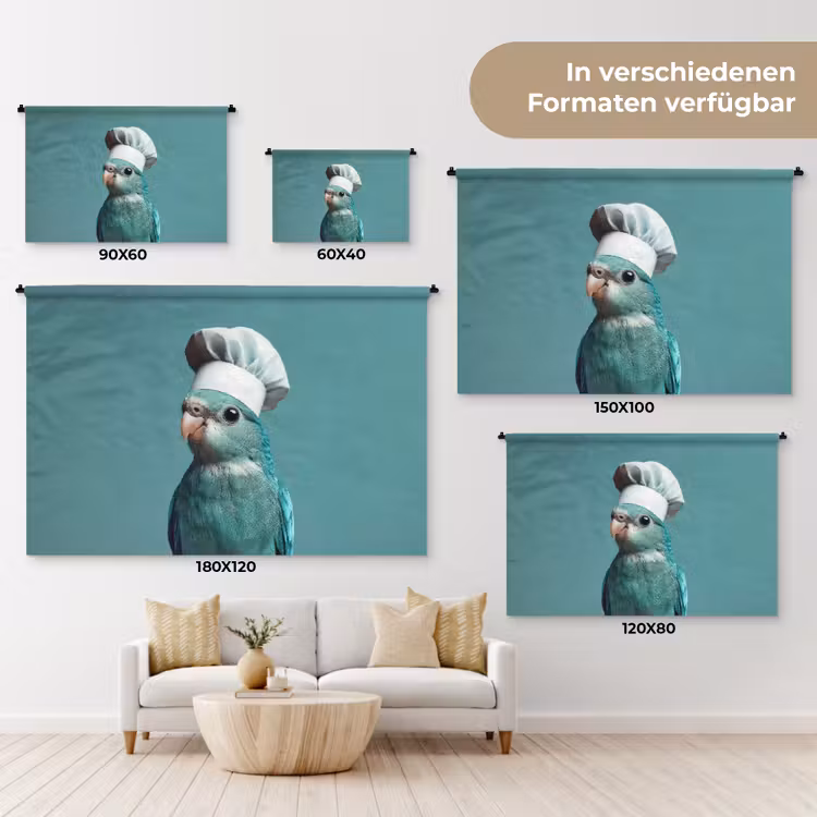Parkiet - Vogel - Koksmuts - Cute Wandkleed katoen klein -tsfeer8_DE