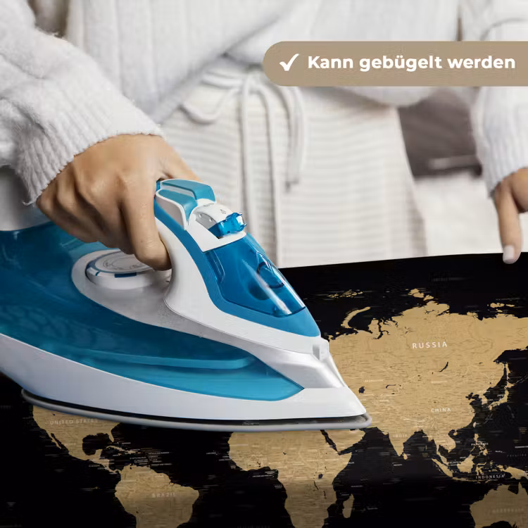 Wereldkaart - Beige - Zwart Wandkleed katoen klein -tsfeer9_DE