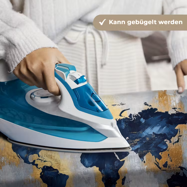 Wereldkaart - Blauw - Abstract Wandkleed katoen klein -tsfeer9_DE