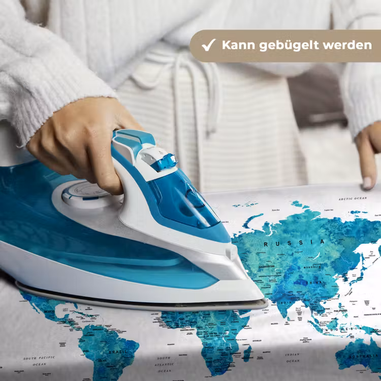 Wereldkaart - Blauw - Kleurrijk Wandkleed katoen klein -tsfeer9_DE