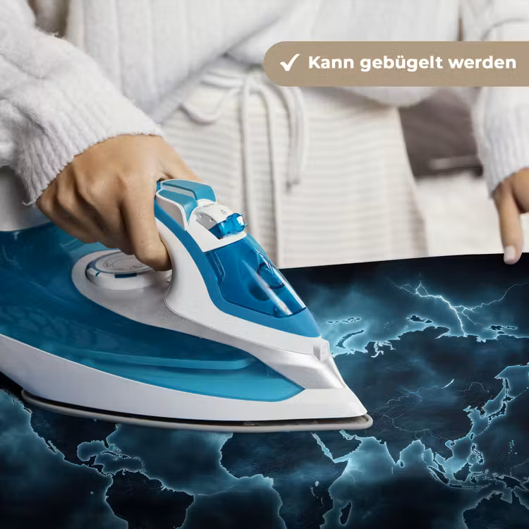 Wereldkaart - Bliksem - Blauw Wandkleed katoen klein -tsfeer9_DE