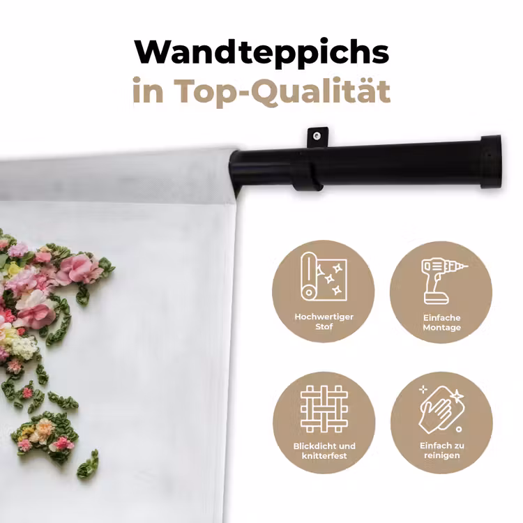 Wereldkaart - Kleurrijk - Bloemen - Lente Wandkleed katoen klein -tsfeer2_DE