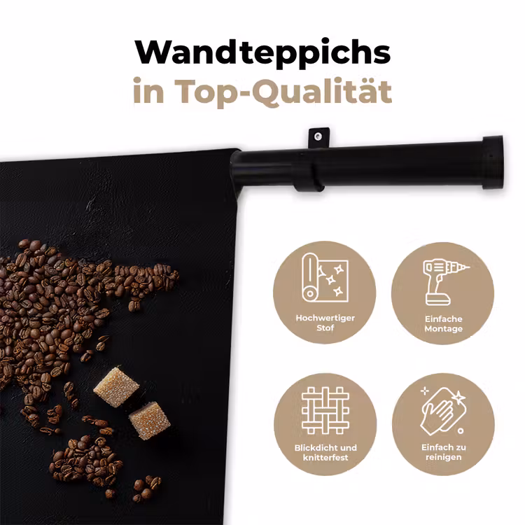 Wereldkaart - Espresso - Zwart Wandkleed katoen klein -tsfeer2_DE