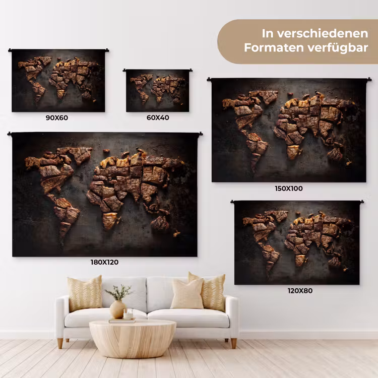 Wereldkaart - Gegrild vlees Wandkleed katoen klein -tsfeer8_DE