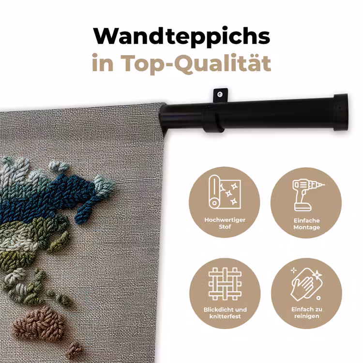 Wereldkaart - Geborduurd - Aardetinten Wandkleed katoen klein -tsfeer2_DE