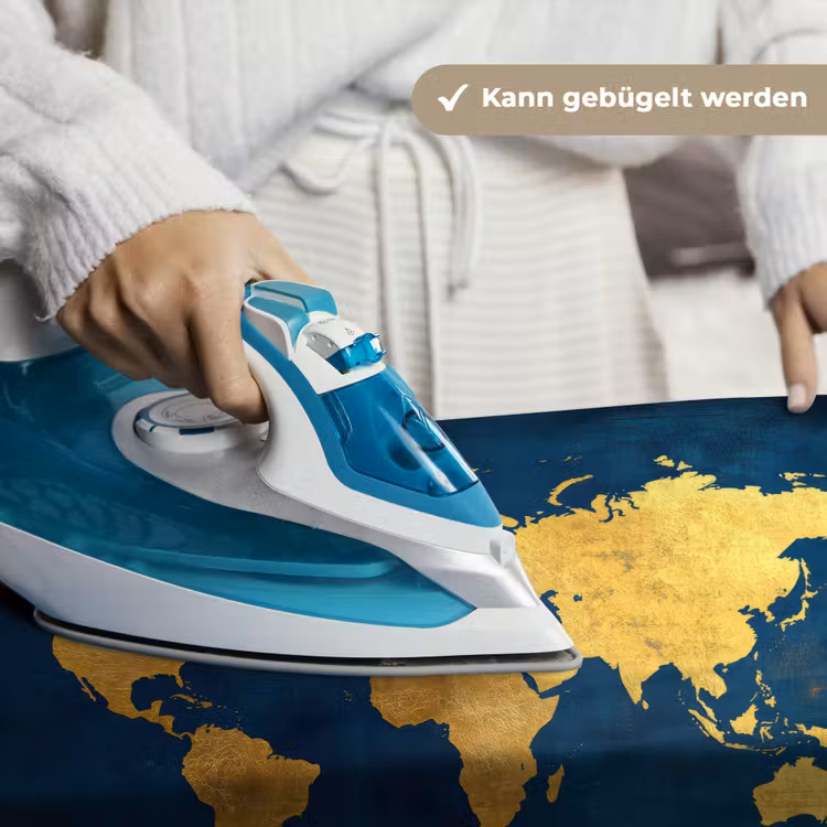 Wereldkaart - Goud - Donkerblauw Wandkleed katoen klein -tsfeer9_DE