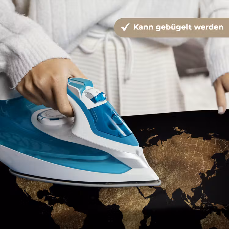 Wereldkaart - Goud - Luxe - Aarde - Zwart Wandkleed katoen klein -tsfeer9_DE