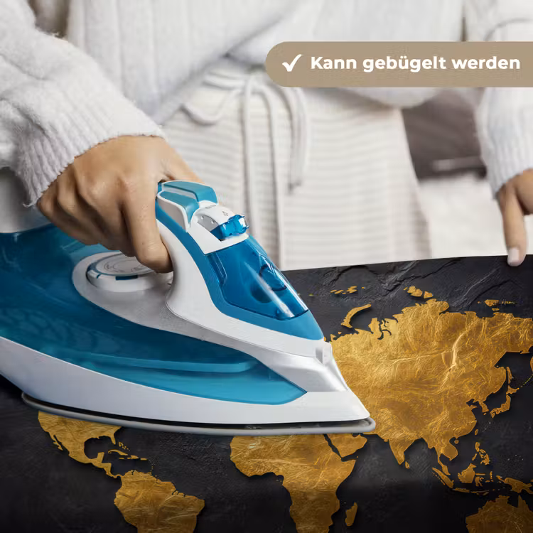 Wereldkaart - Goud - Steen Wandkleed katoen klein -tsfeer9_DE
