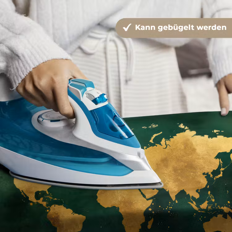 Wereldkaart - Groen - Goud Wandkleed katoen klein -tsfeer9_DE