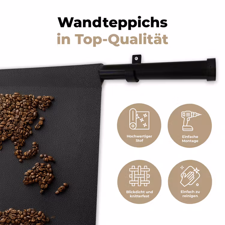 Wereldkaart - Koffie - Grijs Wandkleed katoen klein -tsfeer2_DE