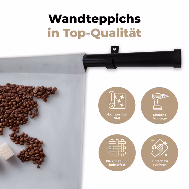 Wereldkaart - Koffiebonen - Suikerklontjes Wandkleed katoen klein -tsfeer2_DE