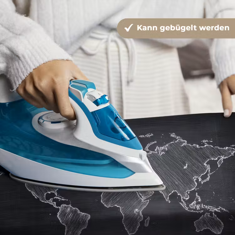 Wereldkaart - Krijt - Zwart - minimalistisch Wandkleed katoen klein -tsfeer9_DE