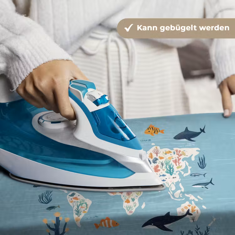 Wereldkaart - Zeeleven - Blauw Wandkleed katoen klein -tsfeer9_DE