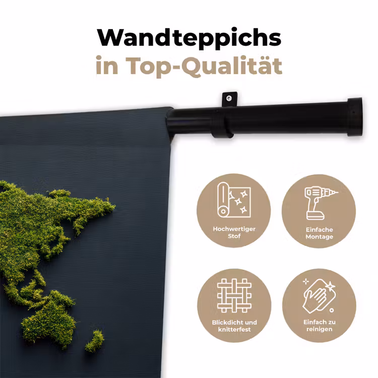 Wereldkaart - Mos -Levendig effect Wandkleed katoen klein -tsfeer2_DE