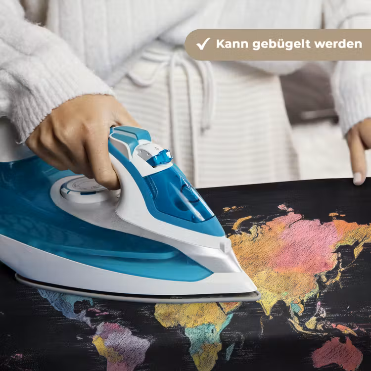 Wereldkaart - Krijtstrepen - Regenboog Wandkleed katoen klein -tsfeer9_DE