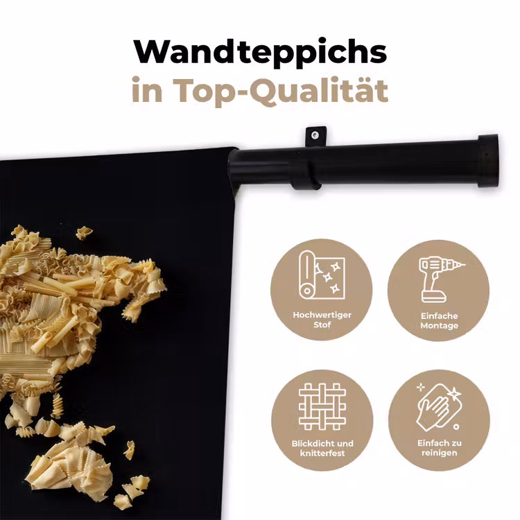 Wereldkaart - Pasta - Zwart Wandkleed katoen klein -tsfeer2_DE