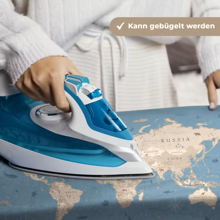 Wereldkaart - Oceaan - Realistisch - Blauw Wandkleed katoen klein -tsfeer9_DE
