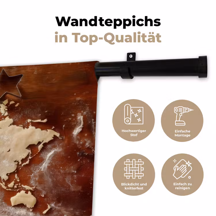 Wereldkaart - Koekjesdeeg - Warme baksfeer Wandkleed katoen klein -tsfeer2_DE