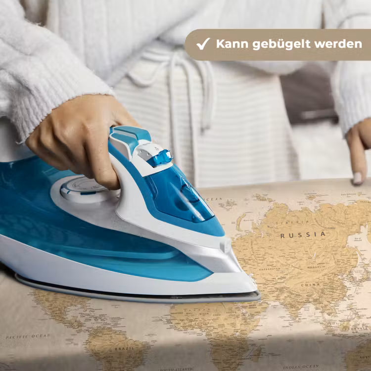 Wereldkaart - Realistisch - Beige Wandkleed katoen klein -tsfeer9_DE