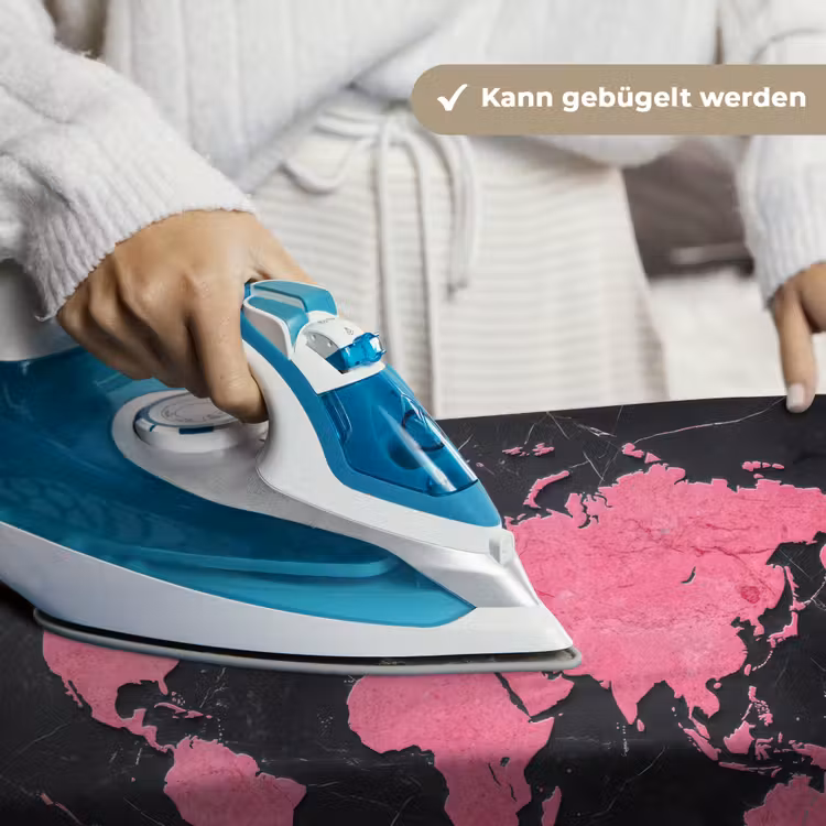 Wereldkaart - Roze - Marmer Wandkleed katoen klein -tsfeer9_DE