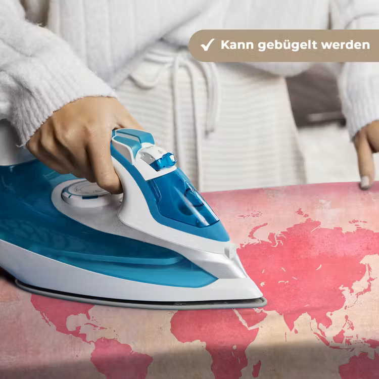 Wereldkaart - Roze - Vaag Wandkleed katoen klein -tsfeer9_DE