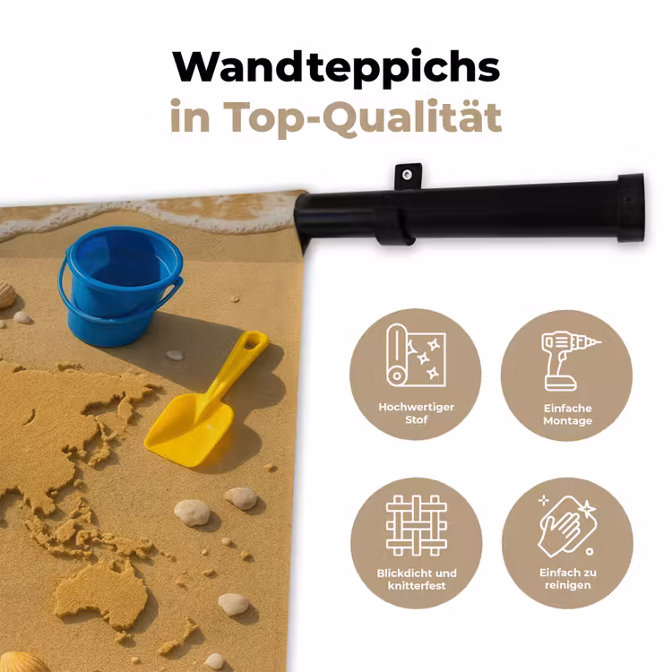 Wereldkaart - Zand - Kleurrijk - Zomer Wandkleed katoen klein -tsfeer2_DE