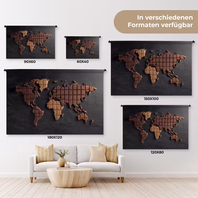 Wereldkaart - chocola - Smakelijke uitstraling Wandkleed katoen klein -tsfeer8_DE