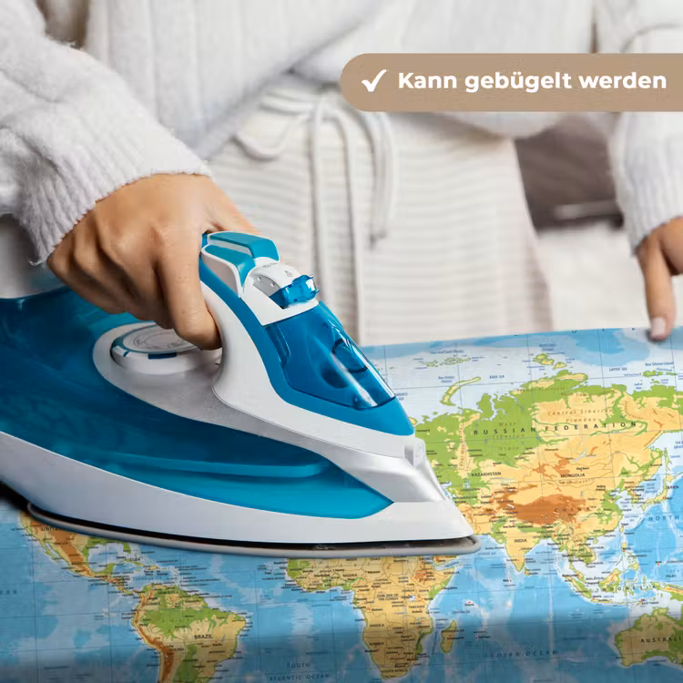 Wereldkaart - Staatkundig - Blauw - Aarde - Educatief Wandkleed katoen klein -tsfeer9_DE