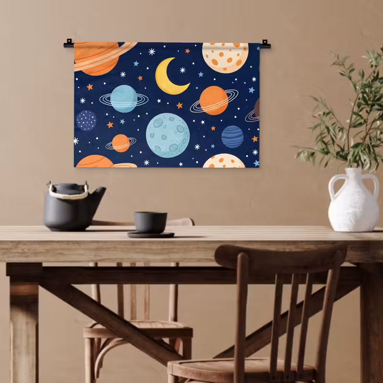 Ruimte - Planeten - Kleurrijk Wandkleed katoen klein -sfeer6