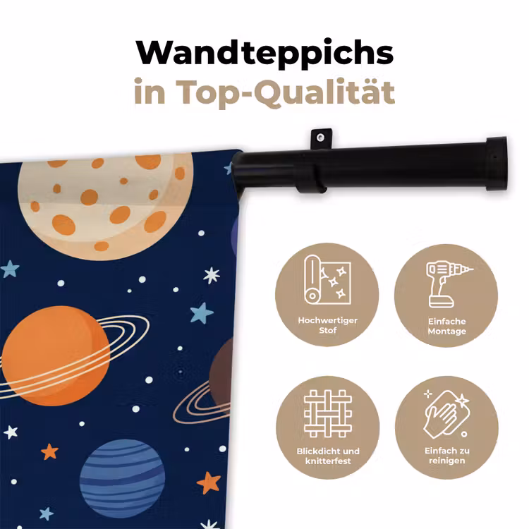 Ruimte - Planeten - Kleurrijk Wandkleed katoen klein -tsfeer2_DE