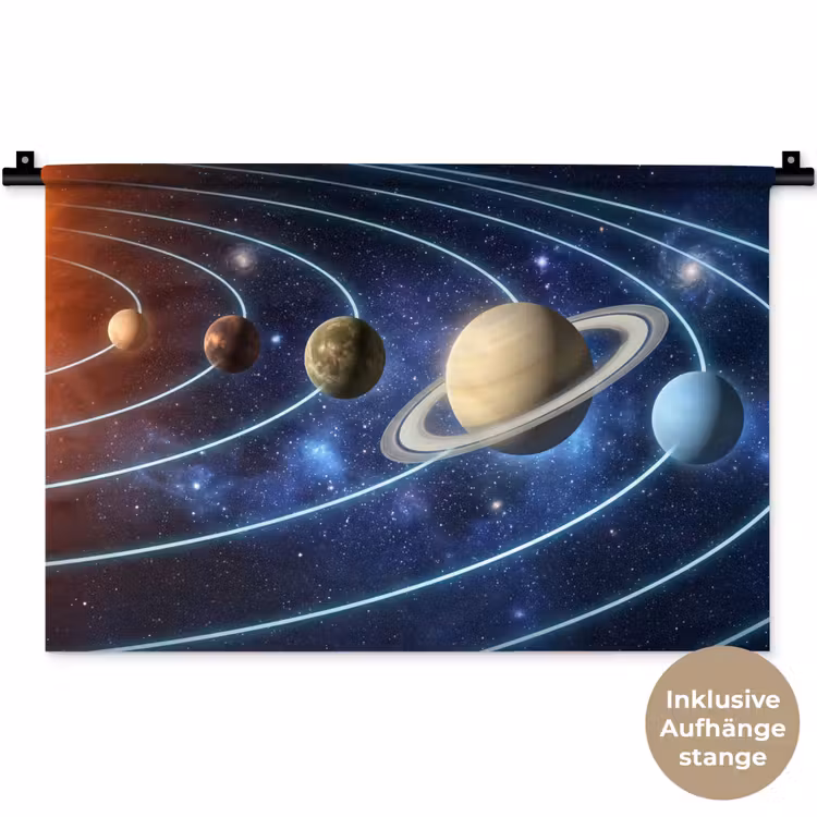 Ruimte - Zonnestelsel - Blauw Wandkleed katoen klein -t3d_DE
