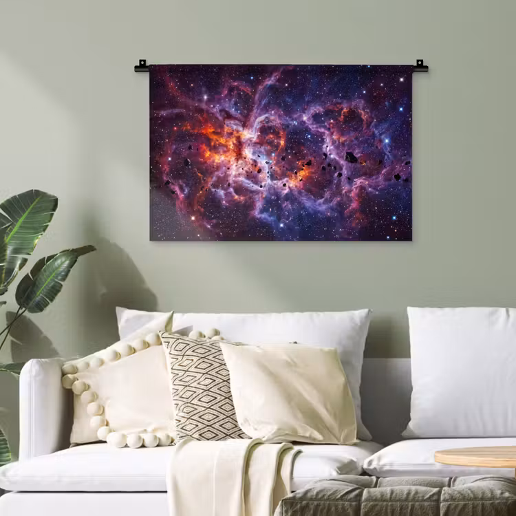 Space - Stars - Abstract - Colorful Wandkleed katoen klein -sfeer7