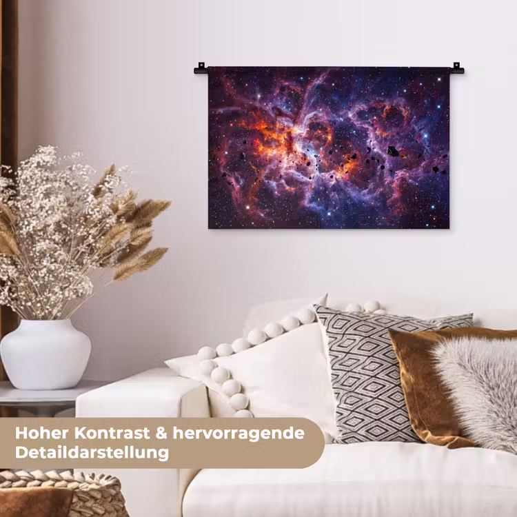 Space - Stars - Abstract - Colorful Wandkleed katoen klein -tsfeer1_DE