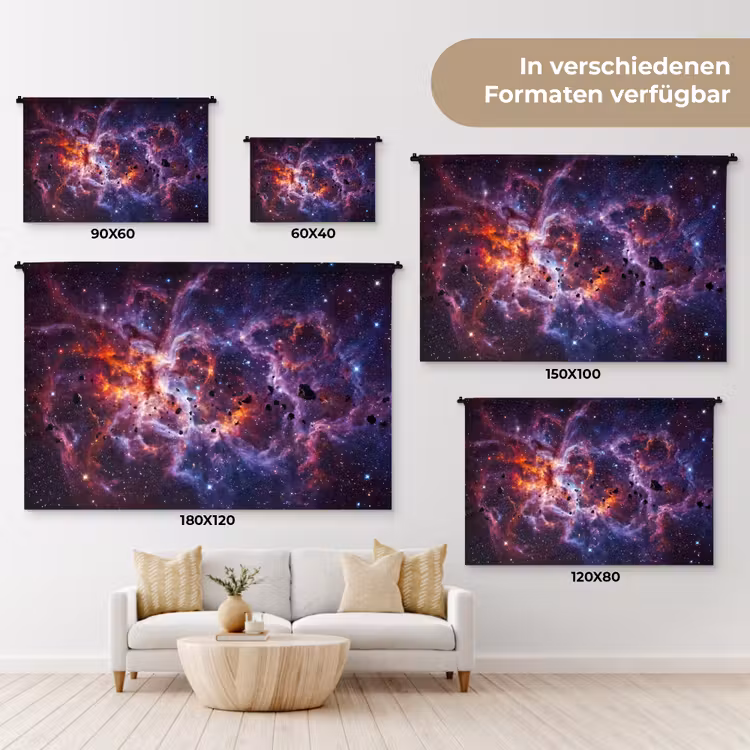 Space - Stars - Abstract - Colorful Wandkleed katoen klein -tsfeer8_DE