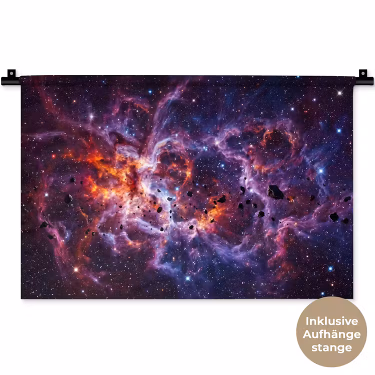 Space - Stars - Abstract - Colorful Wandkleed katoen klein -t3d_DE