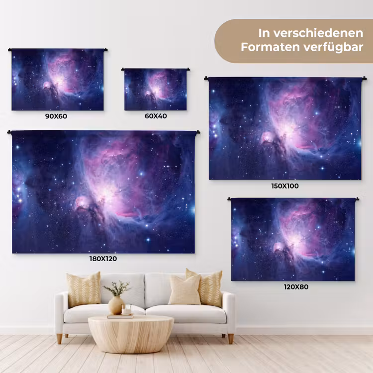 Ruimte - Sterren - Kleurrijk Wandkleed katoen klein -tsfeer8_DE
