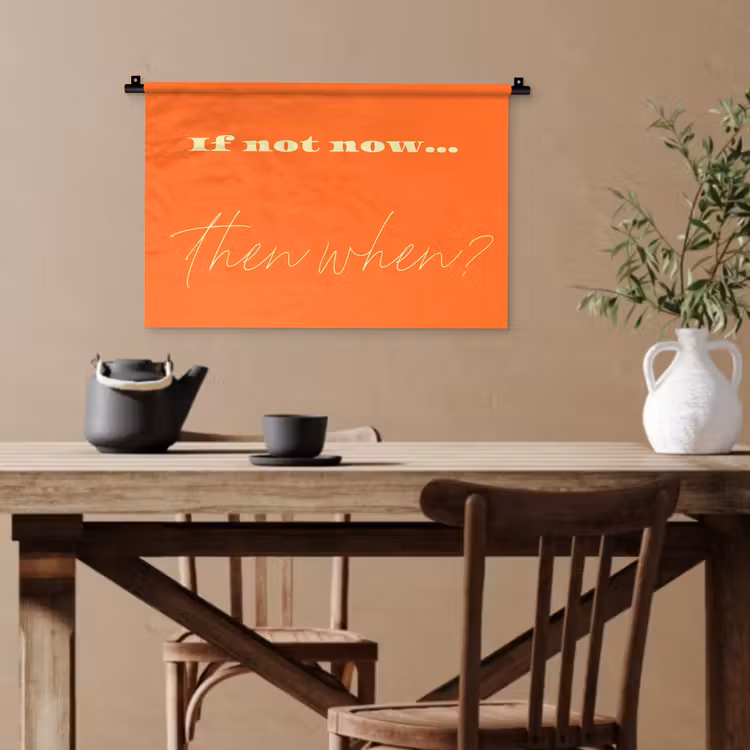 If not now then when - Oranje - Geel - Levendig Wandkleed katoen klein -sfeer6
