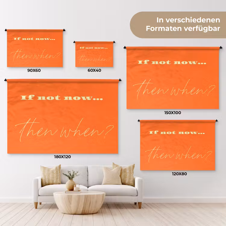 If not now then when - Oranje - Geel - Levendig Wandkleed katoen klein -tsfeer8_DE