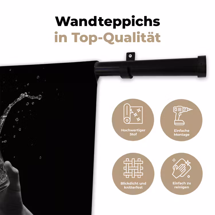 Whiskyglazen - Ijs - Spetters - Zwart Wandkleed katoen klein -tsfeer2_DE