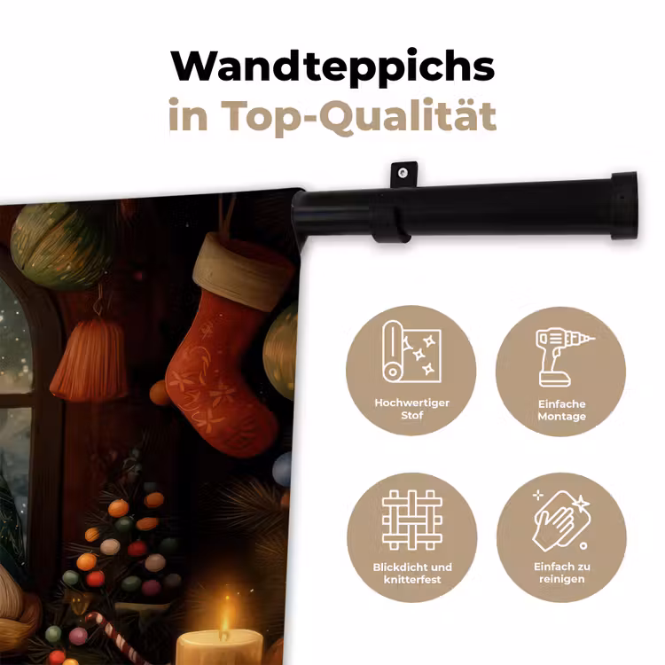 Gnooms - Kerst - Raam - Kleurrijk Wandkleed katoen klein -tsfeer2_DE