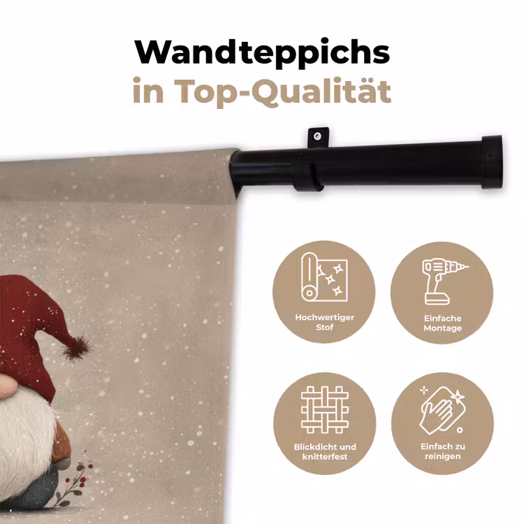 Kabouters - Kerst - Sneeuw - Puntmutsen Wandkleed katoen klein -tsfeer2_DE