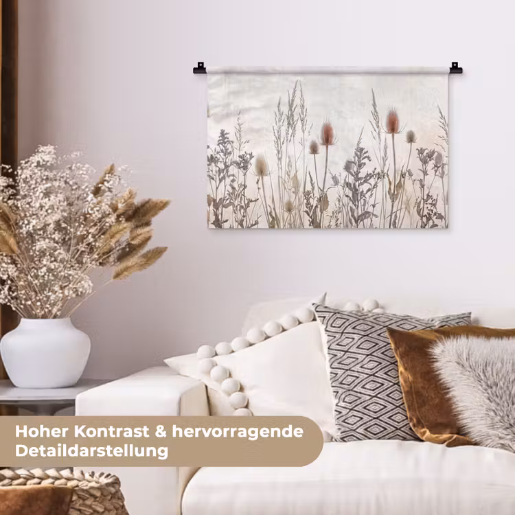 Weidebloemen - Design - Sepia Wandkleed katoen klein -tsfeer1_DE