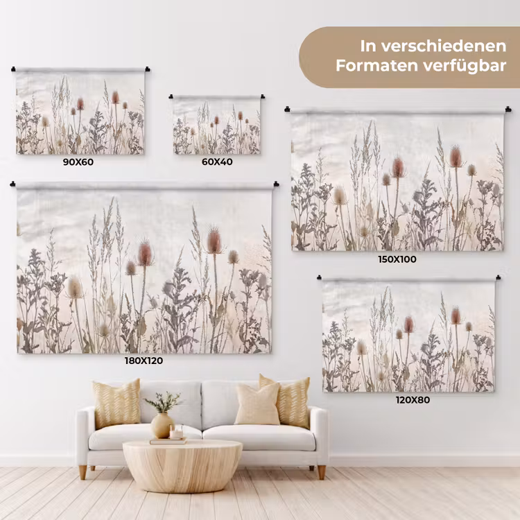 Weidebloemen - Design - Sepia Wandkleed katoen klein -tsfeer8_DE