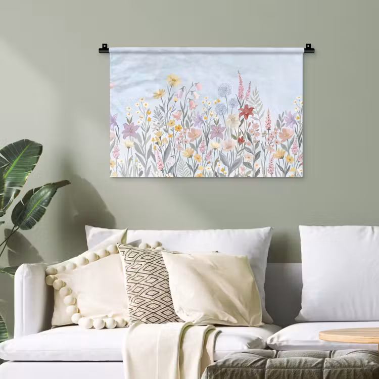 Weidebloemen - Illustratie - Kleurrijk Wandkleed katoen klein -sfeer7