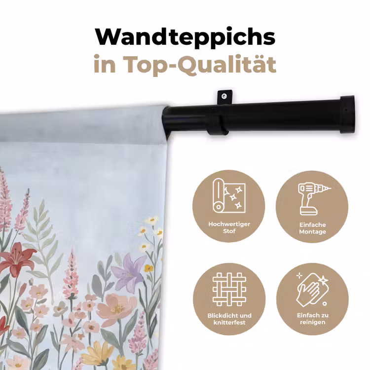 Weidebloemen - Illustratie - Kleurrijk Wandkleed katoen klein -tsfeer2_DE