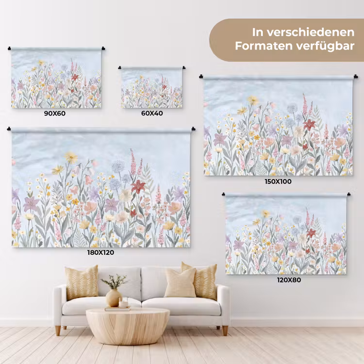Weidebloemen - Illustratie - Kleurrijk Wandkleed katoen klein -tsfeer8_DE
